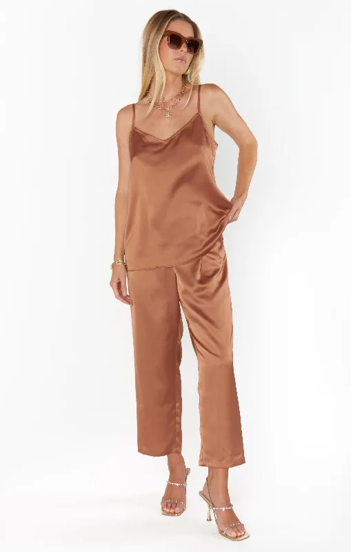 Spotlight Tank ~ Copper Luxe Satin off shoulder tank