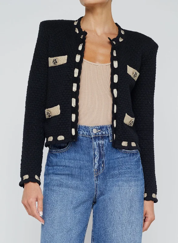 Astor Contrast Trim Cardigan Lightweight Heavyweight Midweight