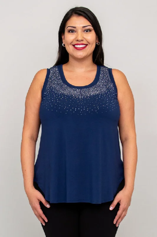 Jazz Tank, Indigo Diamond, Bamboo cropped tank top