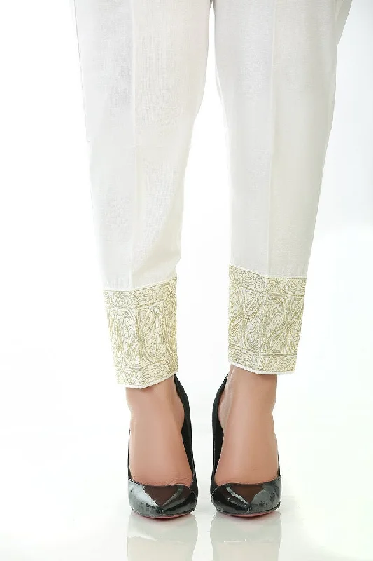 LSM Embroidered Stitched Trousers S20-TR-003-White Trousers Velvet Soft