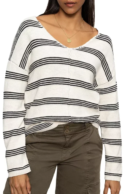Sanctuary - Easy V-Neck Sweater Sequined Glittery Shiny