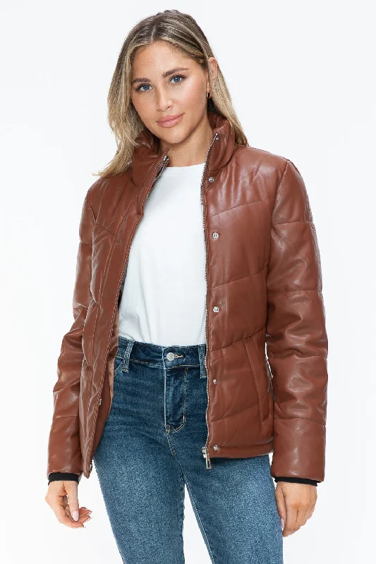 Hazel Blues® |  Snobbish Pocketed Zip Up Turtleneck Puffer Jacket Wool Jacket Cashmere Jacket Tweed Jacket