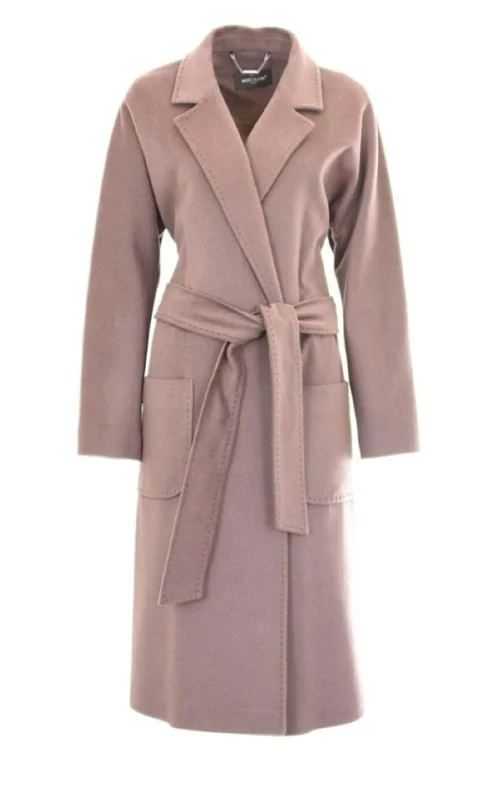 Classic Wool Blend Trench Coat Sequined Lace Ribbed