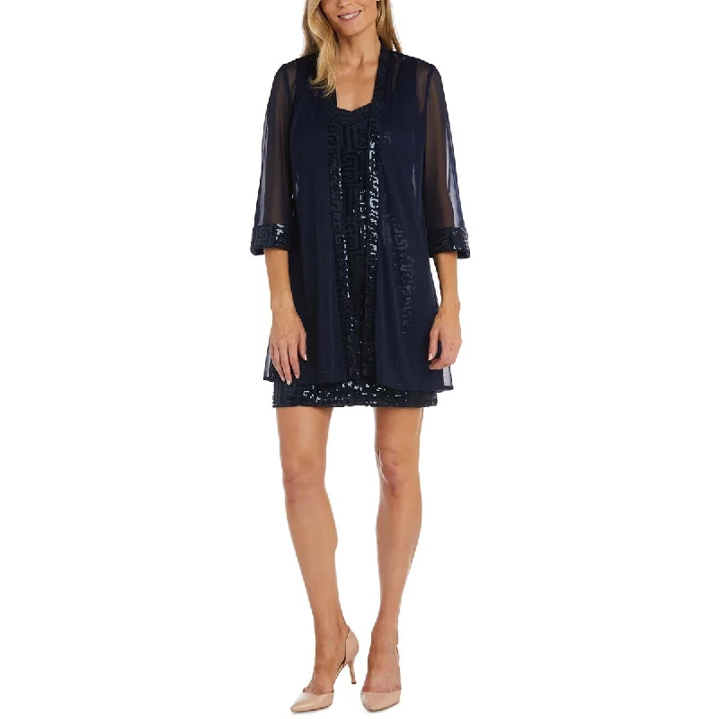 R&M Richards Womens Mesh Sheer Duster Blazer Women's Leather Blazer