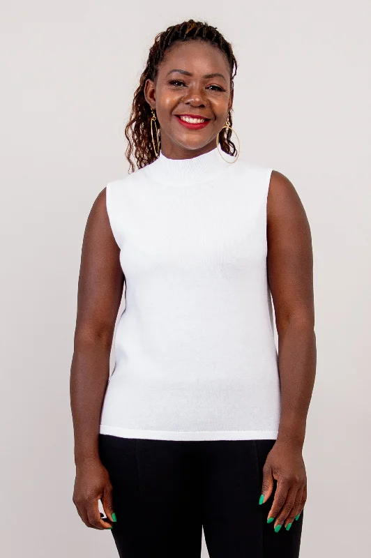 Reena Tank, White, Cotton lace tank top