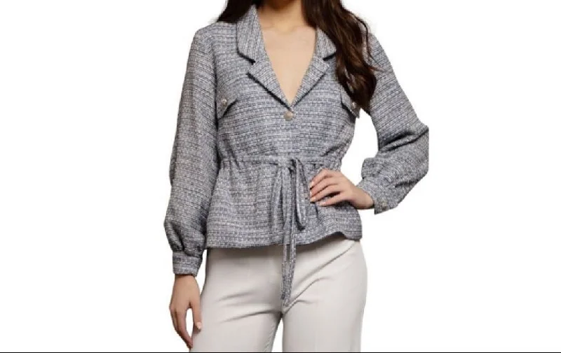 Blue Tweeded Blazer Women's Custom Suit