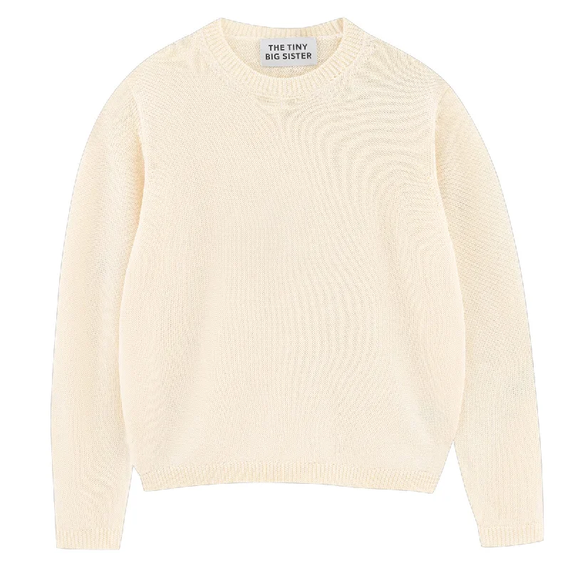 Chloe Shiny Sweater in Off White by The Tiny Big Sister - Last Ones In Stock - EUR 34-38 (UK 6-10) Chenille Blend Fleece Blend Nylon Blend