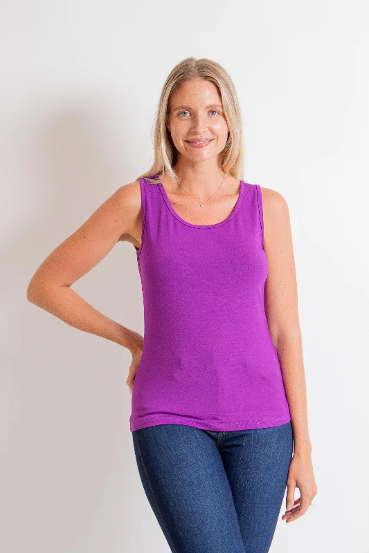 "Shell" Solid Plum Tank Top cutout tank top