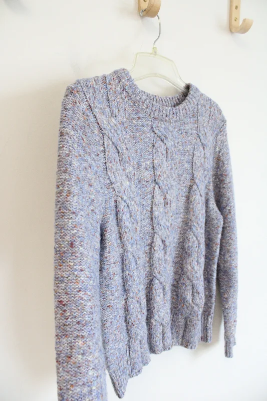 A New Day Blue Orange Cable Knit Sweater | XS Wool Sweater Cotton Sweater Cashmere Sweater