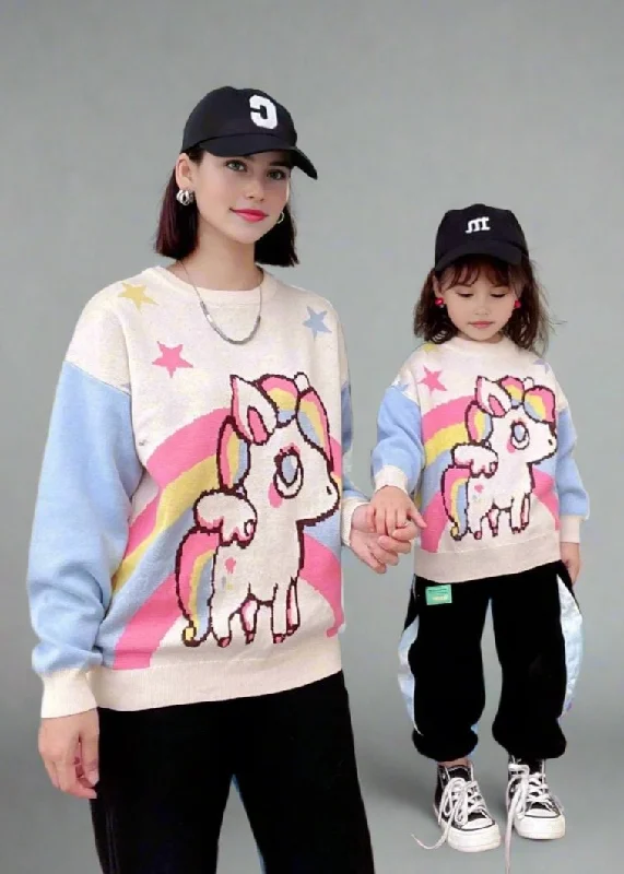 Mommy and Me Unicorn Sweater - Fall and Winter Elegant Classic Vintage