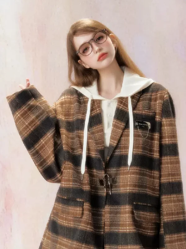 Plaid  Padded Wool Blazer【s0000006469】 Women's Handmade Blazer