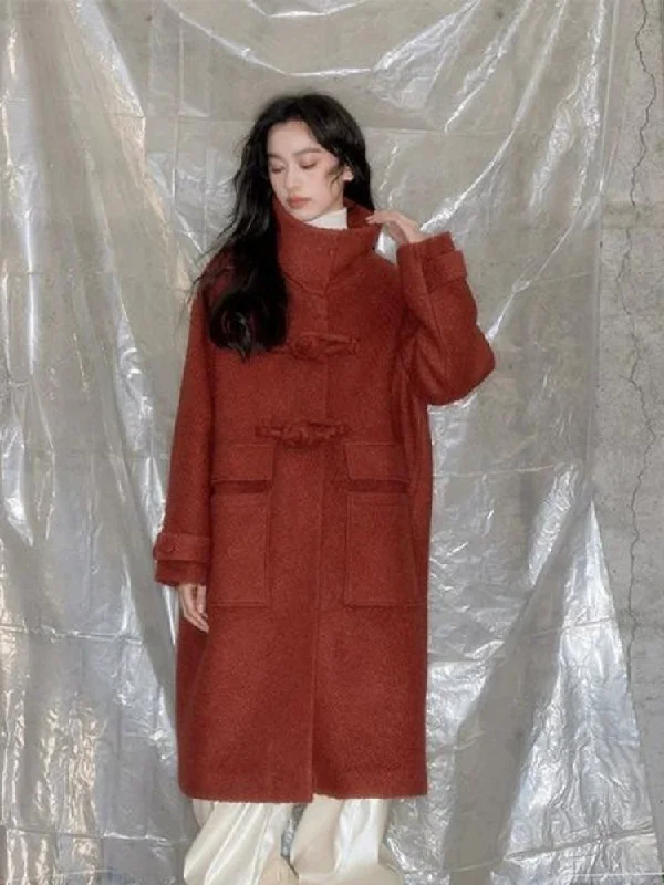 Romantic ambient Chinese button tabs red coat【s0000005629】 Cotton Linen Terry