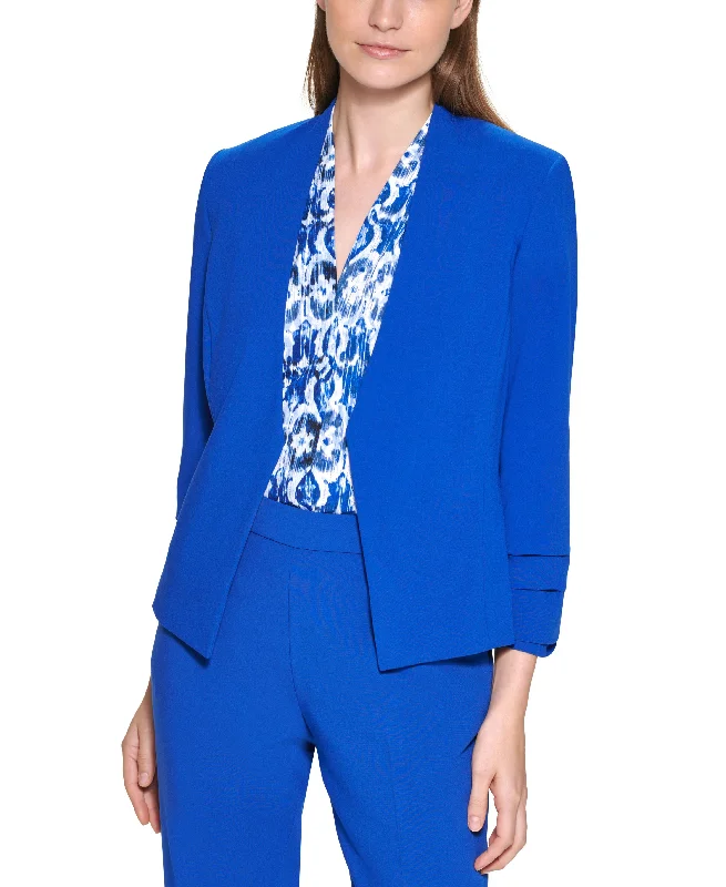 Calvin Klein Open Front 3/4 Sleeve Cropped Blazer Women's Vacation Suit