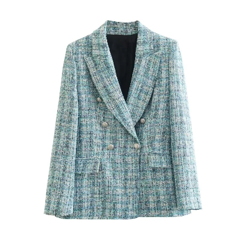 BM&MD&ZA 2023 autumn textured double-breasted suit jacket + casual shorts 7553747 8257747 Knit Jacket Woven Jacket Fleece Jacket