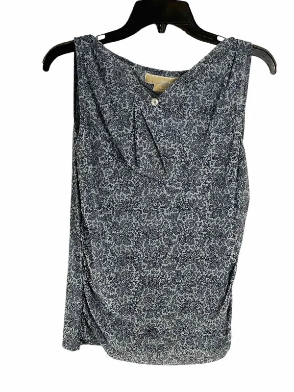 Michael Kors Size L Blue Print Tank Top cold shoulder tank