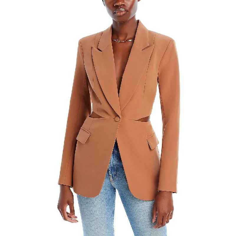 Bardot Womens Cassian Cut-Out Crepe One-Button Blazer Women's Banquet Suit