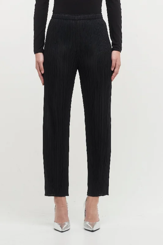 Pleats Please Issey Miyake Basics Trousers in Black Trousers High Rise Slim Fit