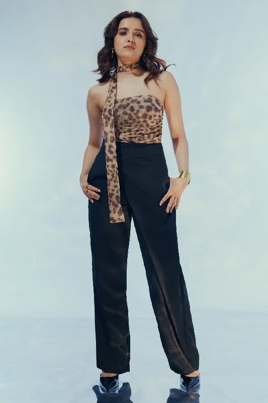 Jet Black Wrap Around Trousers Trousers Satin Smooth