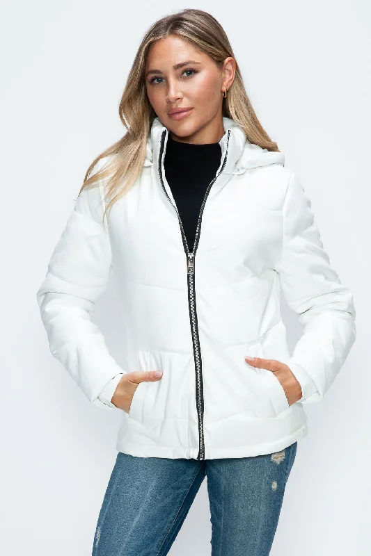 Hazel Blues® |  How Dare U Pocketed Zip Up Puffer Jacket with Removable Hood Lace Jacket Ribbed Jacket Sequined Jacket