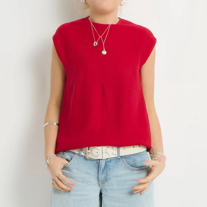 Knitted Tank Top - UK 12 gold tank top