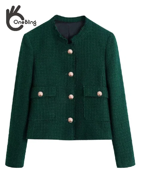OneBling Za Woman 2022 Casual Traf Solid Single Breasted 2 Piece Sets Blazer Quilted Coats Button Mini Skirts Texture Woolen Women's Boutique Suit