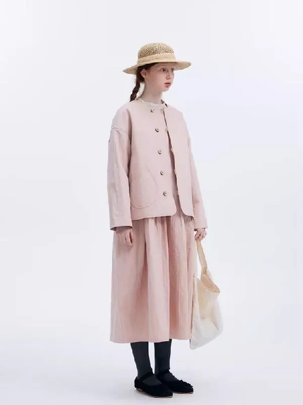Baby Pink Spring Small Coat【s0000007951】 Bomber Denim Leather