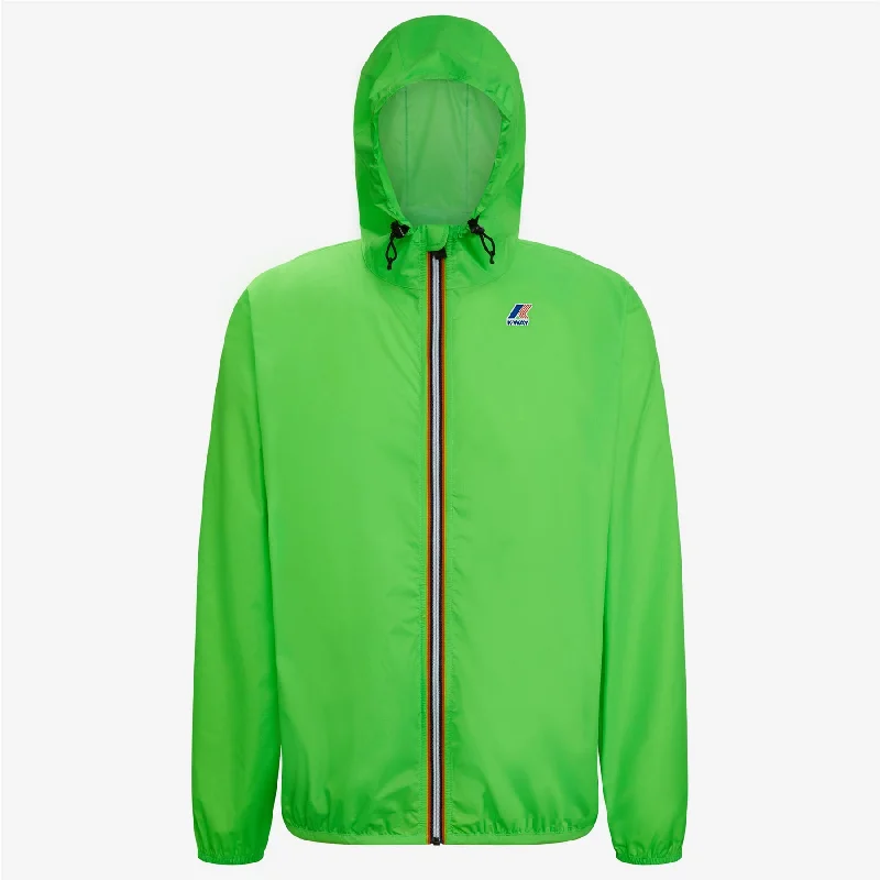 Claude - Unisex Packable Full Zip Waterproof  Rain Jacket in Green Classic One-Shoulder Jacket Off-the-Shoulder Jacket Asymmetrical Jacket