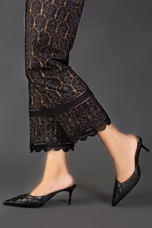 Ready To Wear Gul Ahmed Stitched Black Trousers TR-19-27 Trousers Flared Retro