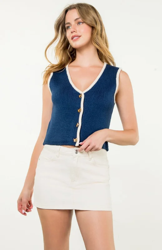 Button Knit Sweater Top Velvet Chenille Corduroy