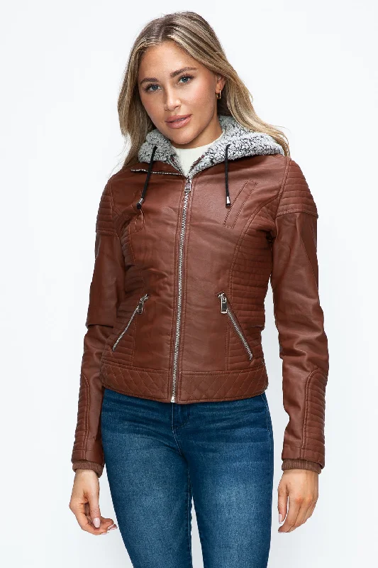 Hazel Blues® | YMI Faux Layered Double-Zipper Jacket with Fuzzy Hood Jersey Jacket Tulle Jacket Batik Jacket Hazel Blues® | YMI Faux Layered Double-Zipper Jacket with Fuzzy Hood Jersey Jacket Tulle Jacket Batik Jacket