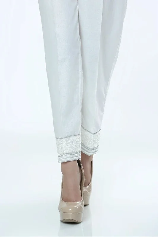 LSM Embroidered Stitched Trousers LSM-1595-White Trousers Denim Blue