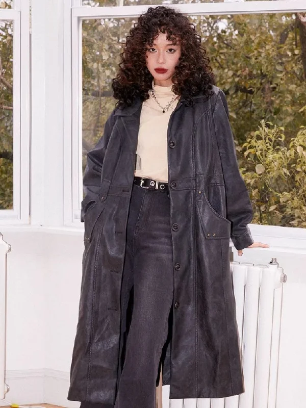 Retro casual long coat【s0000004587】 Collared Crew Neck Turtle Neck
