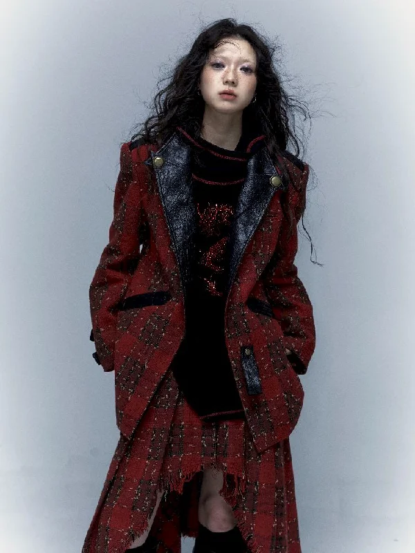 Checkered silhouette Christmas New Year blazer【s0000005973】 Women's High-End Blazer
