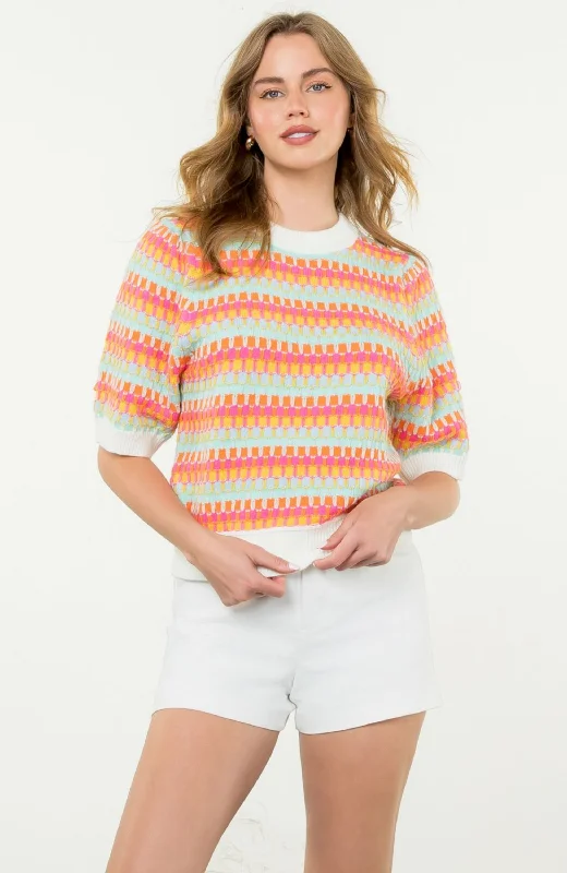 Crochet Knit Sweater Embroidered Appliqued Beaded