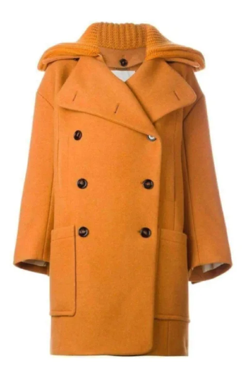 Rib Knit Collar Double Breasted Wool Coat Vest Waistcoat Gilet