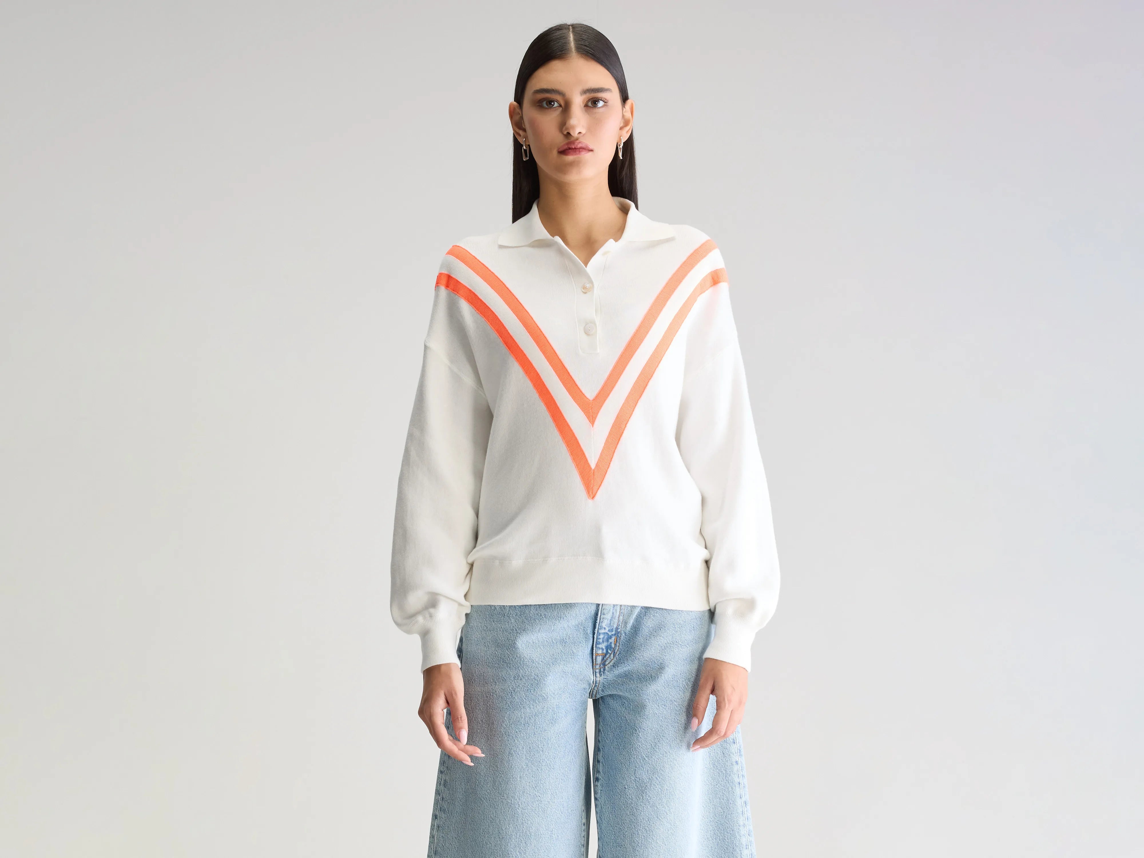 Angvel polo-neck sweater (251 / W / VINTAGE WHITE) Hooded Sweater Collared Sweater Shawl Collar