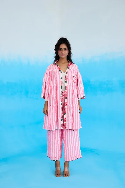 Pink Candy Stripes Reversible Jacket Mesh Jacket Canvas Jacket Denim Jacket
