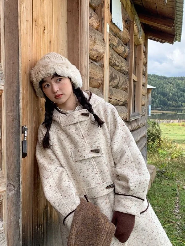 Hooded Loose Mid-Length Coat【s0000005894】 Shawl Collar Notch Collar Lapel Collar