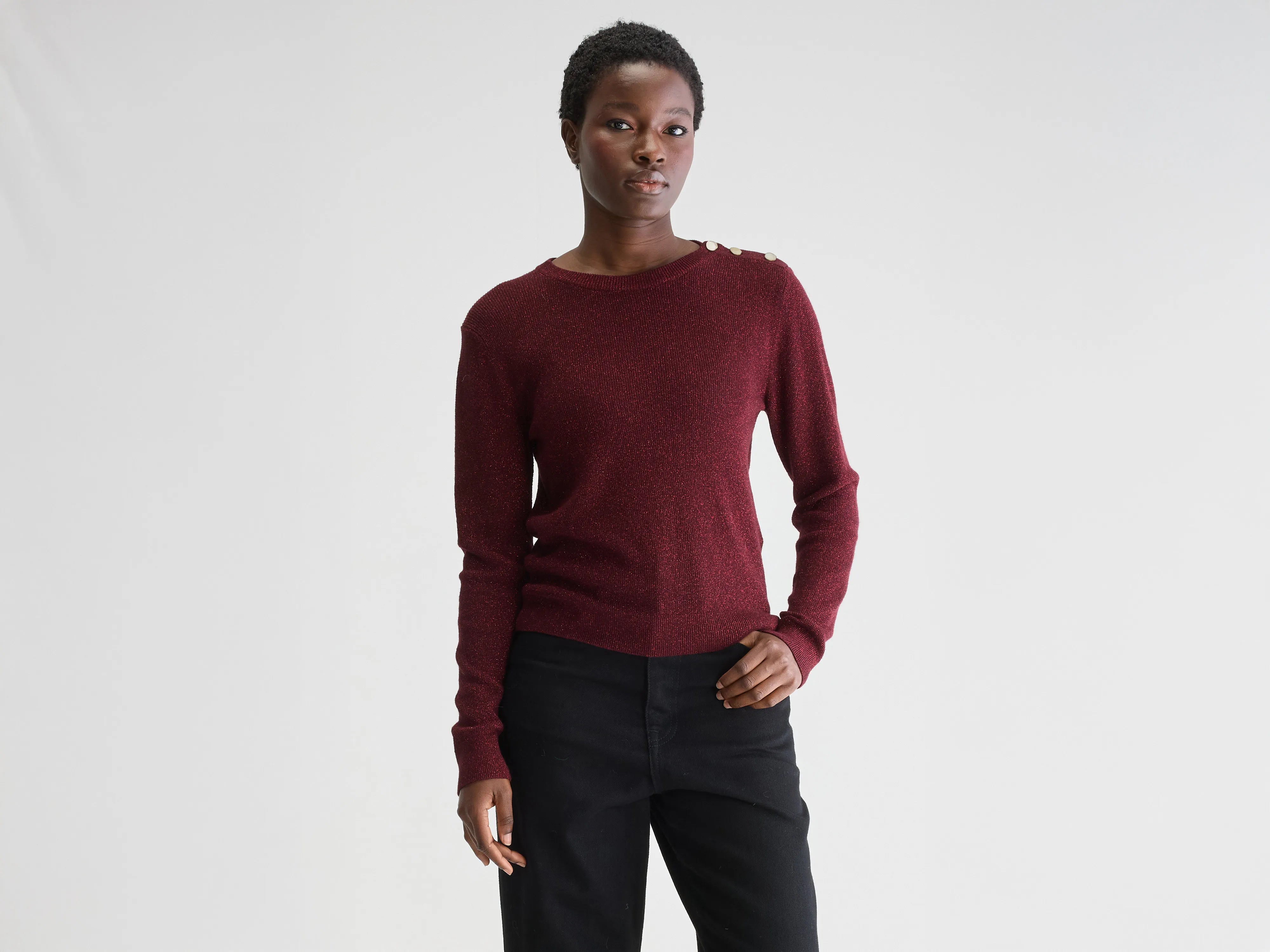 Aula crewneck sweater (251 / W / CUBERDON) Glossy Satin Silk