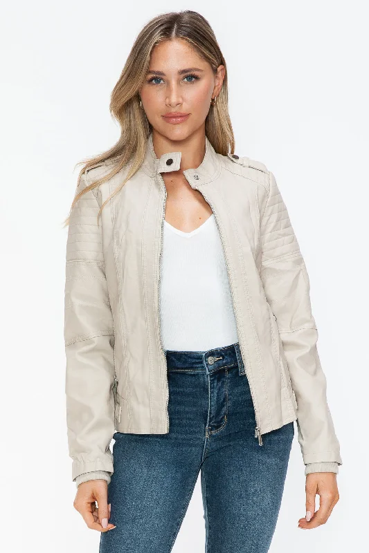 Hazel Blues® |  Snobbish PU Leather Biker Jacket with Side Zip Pockets Insulated Jacket Fitted Jacket Loose Jacket