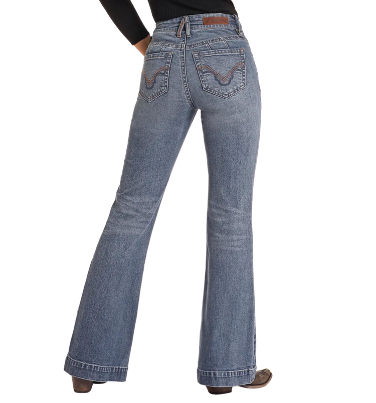 Rock & Roll Ladies High Rise Signature Embroidered Trousers - BW5HD05333 Trousers Leisure Comfortable