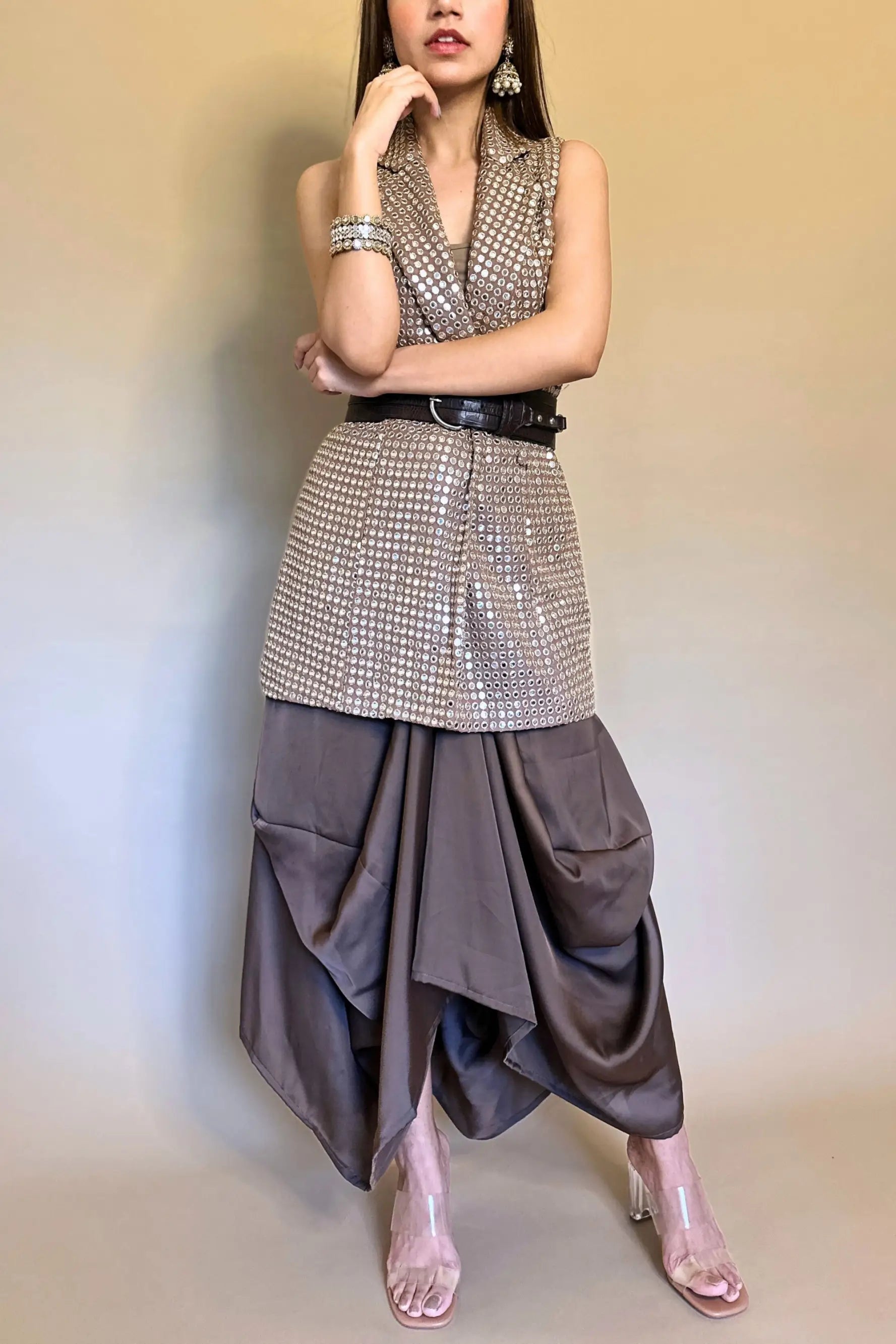 Mirror Work Blazer & Dhoti Skirt Co-ord Women's Classic Blazer