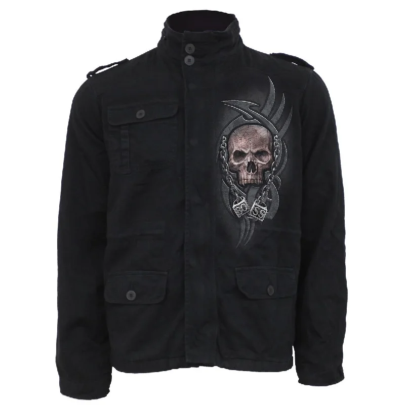 BOSS REAPER - Military Lined Jacket with Hidden Hood Mesh Jacket Canvas Jacket Denim Jacket