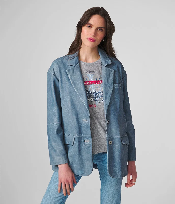 Haven Denim Leather Blazer Women's Elegant Suit