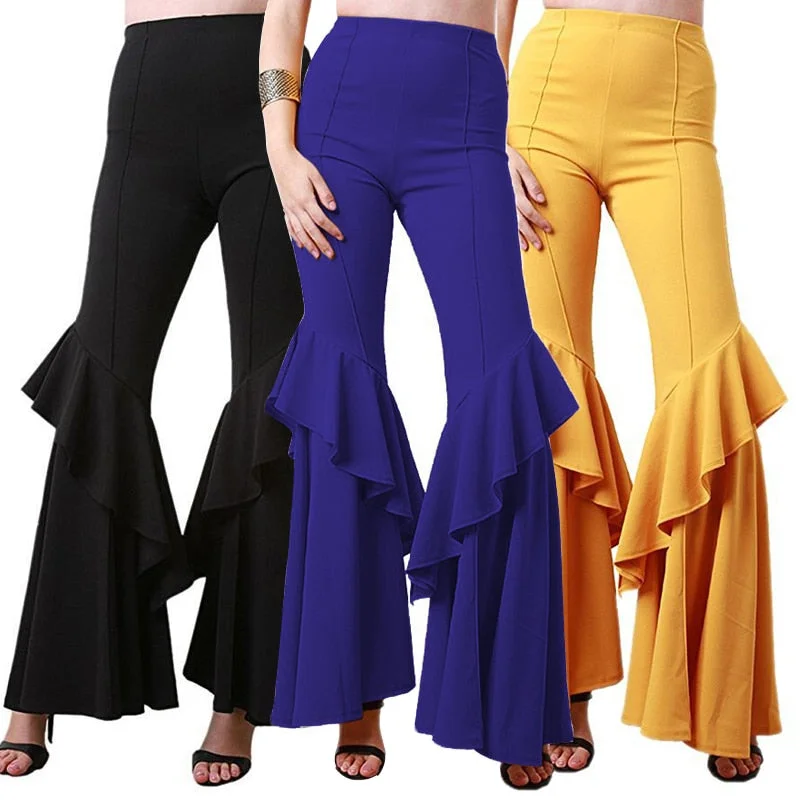 Autumn 2018 Trousers Women High Waist Black White Pants Flare Pants Woman Wide Leg Pants Female Big Size Pantalon Femme Mujer Trousers Ceremony Elegant