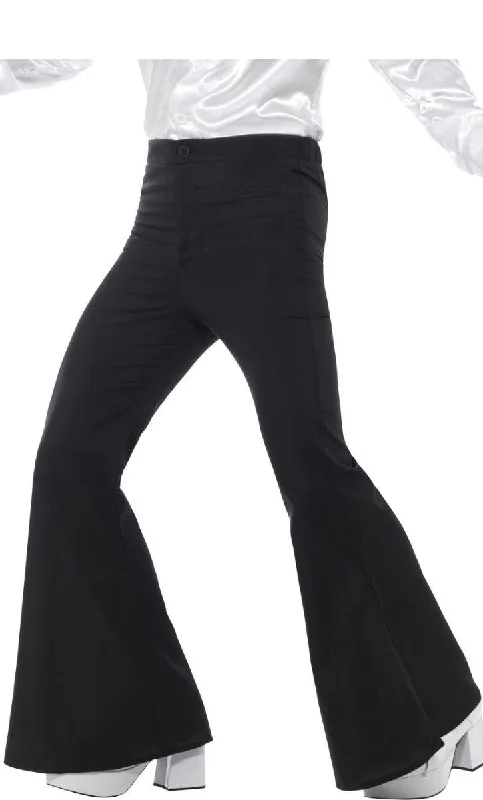Flared Black 1970s Mens Trousers Costume Pants Trousers Denim Blue