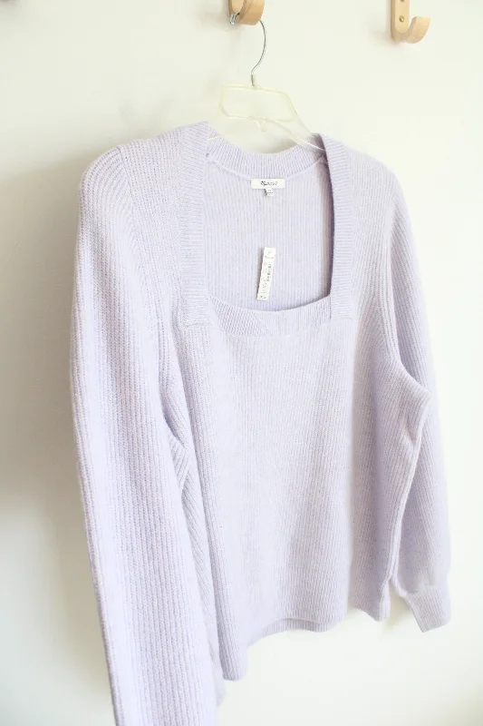 NEW Madewell Lavender Wool Blend Square Neck Sweater | 3X Casual Formal Business