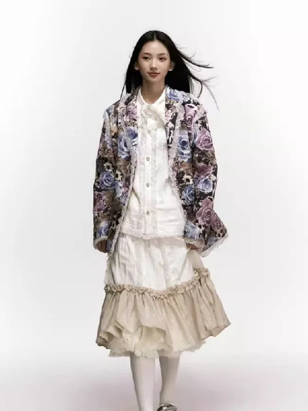 Colorful printed patchwork tweed blazer【s0000006947】 Women's Classic Blazer