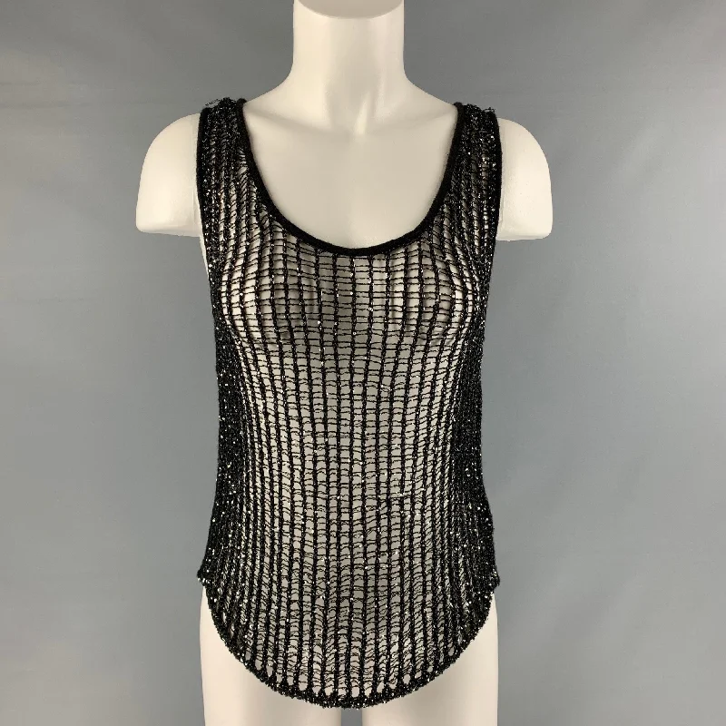 SAINT LAURENT Size XS Polyester Blend Knitted Tank Black Casual Top long tank top