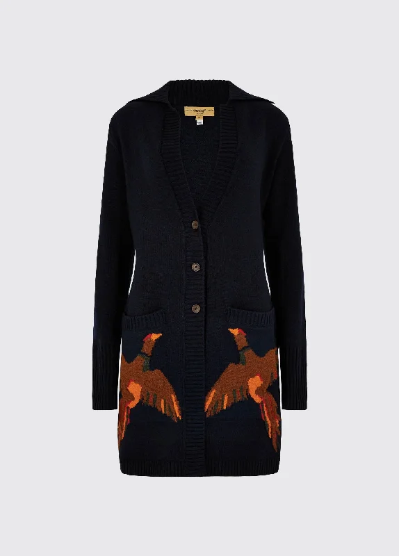 Cardigan en maille Dromore - Navy Collared Crew Neck Turtle Neck